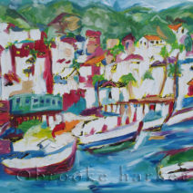 Good Morning Avalon 1 | 24″ x 30″ | Ink, Oil & Acrylic on Canvas | by Brooke Harker | SOLD