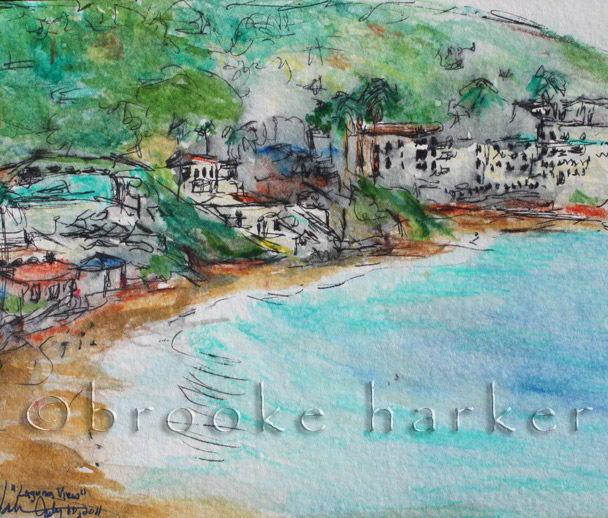 Laguna View 5 | 5″ x 7.75″ | Ink, watercolor, pencil | SOLD
