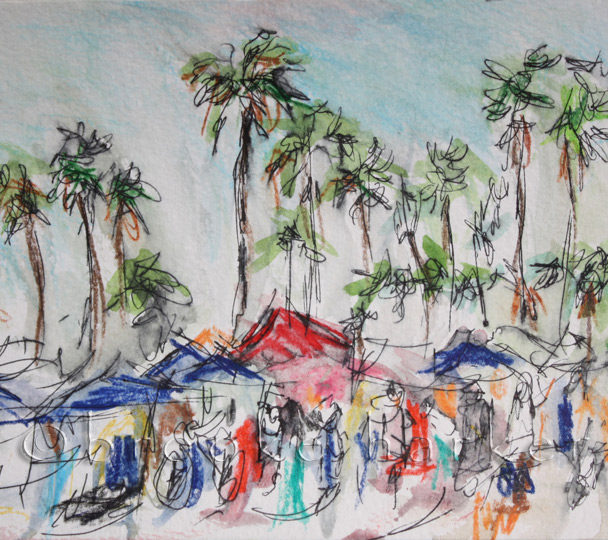 Venice Walk | 5″ x 7.75″ | Ink, watercolor, pencil | SOLD