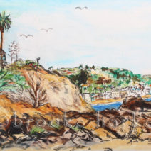Laguna Rocks | 5″ x 7.75″ | Ink, watercolor, pencil | SOLD