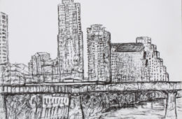 Austin Skyline 2 | 9.25″ x 12″ | Ink, watercolor & pencil | SOLD