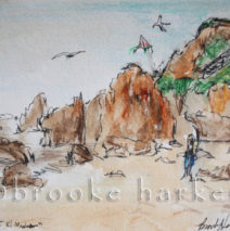 Kite Flyer at El Matador | 5″ x 7.75″ | Ink, watercolor, pencil | SOLD