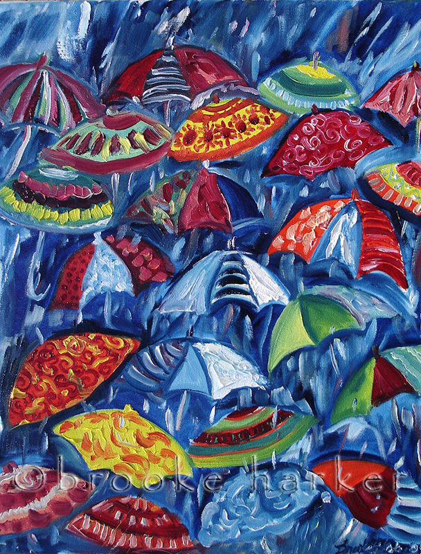 Umbrellas | 26″ x 16″ | Oil on Canvas SOLD