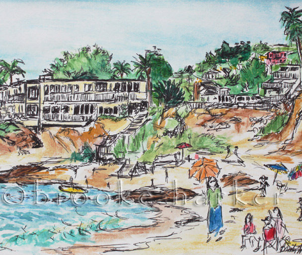 Laguna Beach Birthday | 5″ x 7.75″ | Ink, watercolor, pencil | SOLD