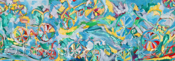 Kitchen Ride Triptych | 16″ x 60″ | Oil on Canvas | SOLD