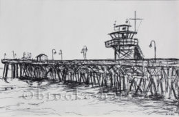 San Clemente Pier | 5″ x 7.75″ | Ink, watercolor, pencil