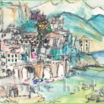 Amalfi, Italy | 6″ x 9″ | Ink, watercolor, pencil | SOLD