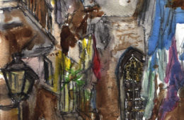 Barcelona Alley | 11.5″ x 9″ | Ink, watercolor & pencil | SOLD