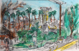 Glendale at Sunset | 5″ x 7.75″ | Ink, watercolor & pencil