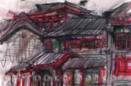 Beijing Rooftops | 4″ x 5″ | Ink, watercolor & pencil | SOLD