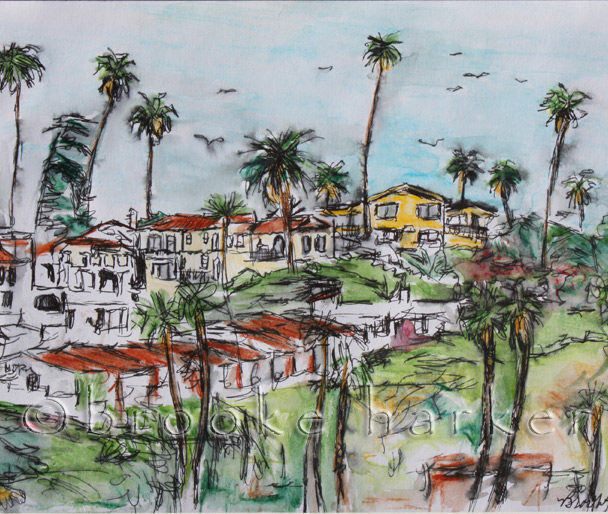 San Clemente Houses | Ink, watercolor, pencil on paper | SOLD