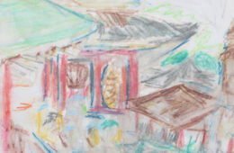 Umbrellas by Sensoji Temple | 9″ x 6″ | Ink, watercolor, pencil | SOLD