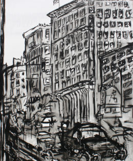 Angel City 2 | 64″ x 48″ x 2″| ink & acrylic on canvas | by Brooke Harker | SOLD