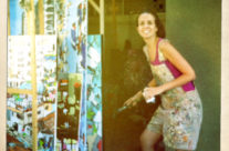 Brooke by her painting rack
