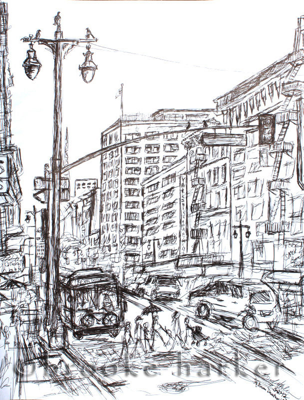 Afternoon Downtown LA 1 | 14″ x 11″ | Ink on paper