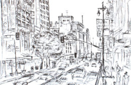 Afternoon Downtown LA 2 | 14″ x 11″ | Ink on paper | SOLD