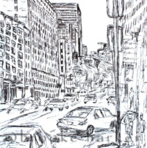 Afternoon Downtown LA 3 | 14″ x 11″ | Ink on paper