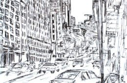 Afternoon Downtown LA 3 | 14″ x 11″ | Ink on paper