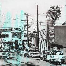 Abbot Kinney 2 | 24″ x 24″ x 2″ | ink & acrylic on canvas | by Brooke Harker