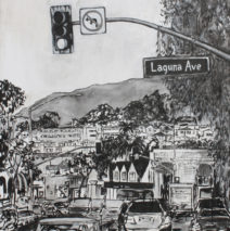 Laguna Streets 2 | 66″ x 46″ x 3.75″ | ink & acrylic on canvas | by Brooke Harker | SOLD