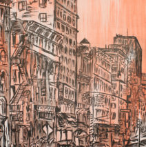 Soho 1 | 84″ x 51″ x 2.75″ | ink & acrylic on canvas | by Brooke Harker | SOLD