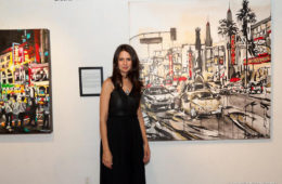 artist Brooke Harker with “Grauman’s Chinese Theatre”