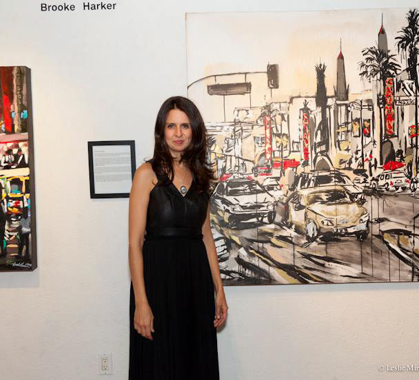 artist Brooke Harker with “Grauman’s Chinese Theatre”