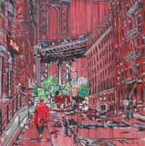 Heather in Brooklyn | 90″ x 60″ x 3.75″ | ink, oil & acrylic on canvas | by Brooke Harker | SOLD