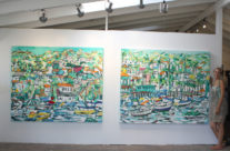 after install of Avalon paintings at Malibleu Gallery