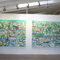 after install of Avalon paintings at Malibleu Gallery