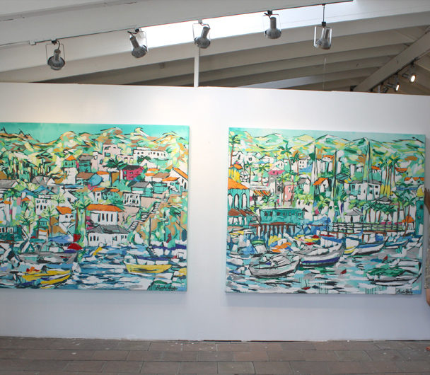 after install of Avalon paintings at Malibleu Gallery