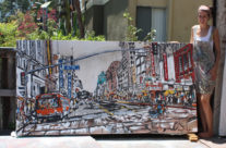 artist Brooke Harker with “Broadway & 6th”