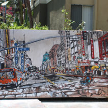 artist Brooke Harker with “Broadway & 6th”