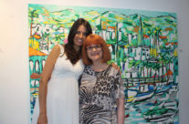 artist Brooke Harker with Chellie Campbell at Malibleu Gallery