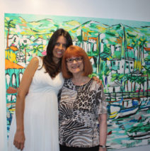 artist Brooke Harker with Chellie Campbell at Malibleu Gallery