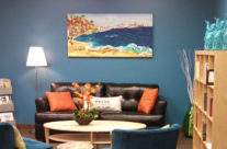 original painting “Coastal Dreamin’ 2 ” by Brooke Harker in it’s home at OfficeSlice