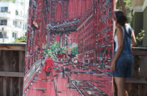 artist Brooke Harker after completing “Heather in Brooklyn”