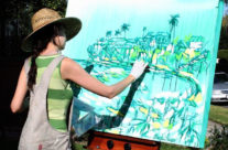 artist Brooke Harker painting “Emerald Surf”