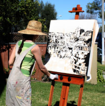 artist Brooke Harker painting a scene from Ghent, Beligum