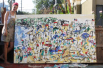 artist Brooke Harker with “Sunny Days”