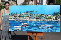 artist Brooke Harker with “Liberated Waters”
