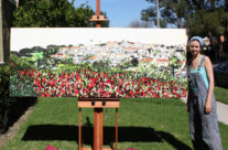 artist Brooke Harker with “Heart of the View”