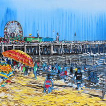 Cirque di Santa Monica | 35 x 63 | ink, oil & acrylic on canvas | by Brooke Harker | SOLD