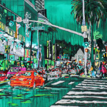 Driving Fire | 59 x 66 | ink, oil & acrylic on canvas | by Brooke Harker