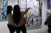 ladies viewing original paintings by Brooke Harker