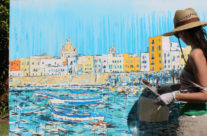 painting a scene in Trapani, Sicily