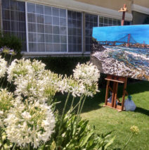 the original painting “Golden Gate Shores” in the garden studio