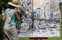 early stages of painting “Passing Through”