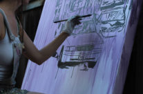 Harker begins painting “Reign of Today”