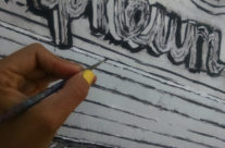 close up painting Kevin in the City